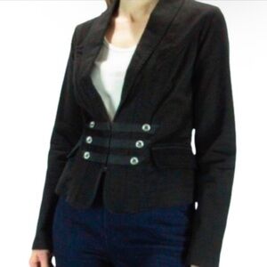 CAbi | Military Style Blazer Womens Size 8 Black Jacket Fitted Long Sleeves